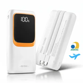 Carregador Portátil 20000mah Turbo 22.5w Power Bank Rápido Universal Com Cabos I