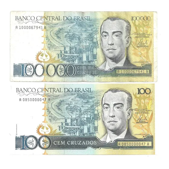 C 176- 2 Cédulas Com Série A 10000 E Nº-especial A0000047mbc