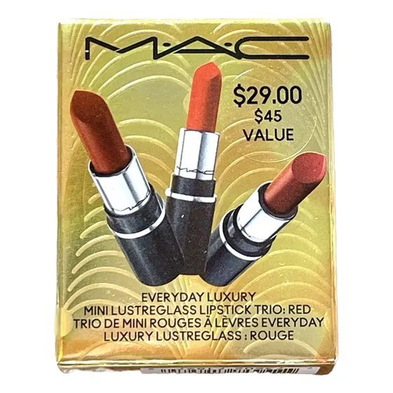 Mac Lipstick Mini Kit Con 3 Pzas Tamaño Viaje En Caja