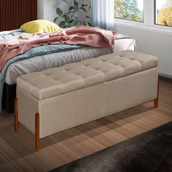 Sapateira Caixa Organizadora Bau Viena 135cm Casal Linho