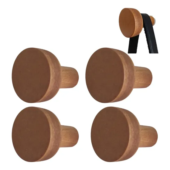 Kit 4 Ganchos Cabideiro Pendurador Para  Parede Cor Imbuia