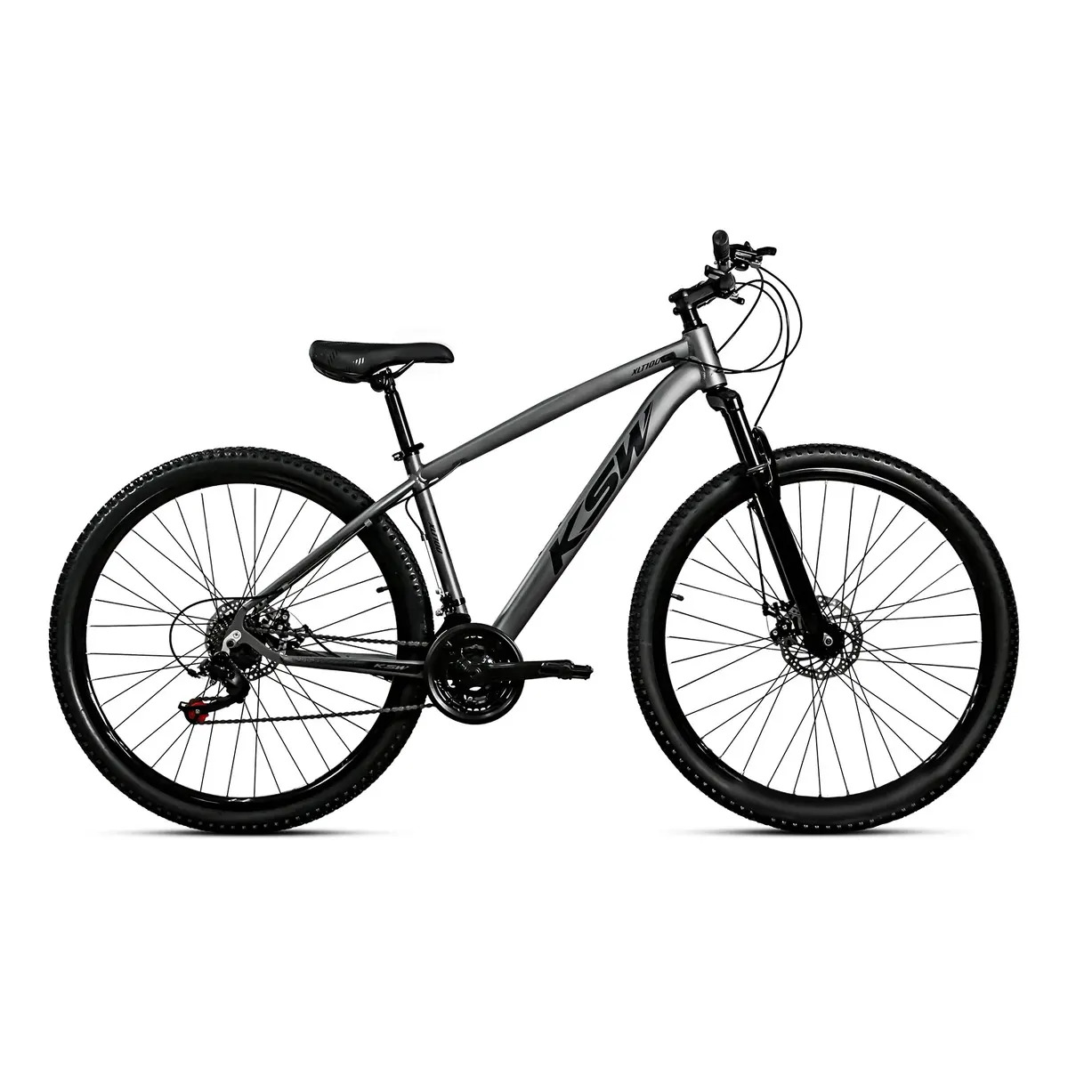 Bicicleta Aro 29 KSW XLT 100 24 Marchas Freio A Disco Quadro Alumínio Cor Grafite com Preto Tamanho do quadro 17 Bicicleta Aro 29 KSW XLT 100 24 Marchas Freio A Disco Quadro Alumínio Cor Grafite com Preto Tamanho do quadro 17