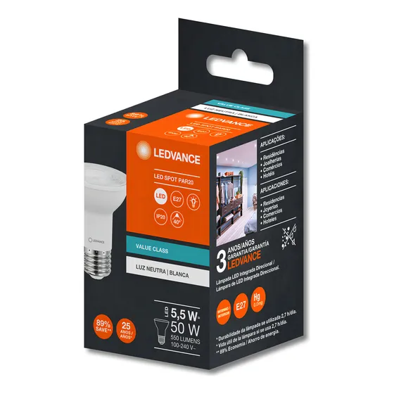 Lampada Led Par20 40. 5,5w 4000k 550lm Biv G - Osram