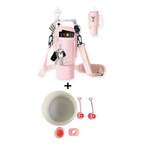 Bolso Neopreno + Kit Antiderrame + Base Vaso Stanley Termo