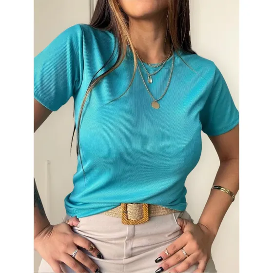 Remera  Amplia  Manga Corta Brillosa Ideal Fiesta Por Talle