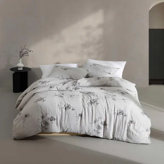 Set De Edredón Calvin Klein Aquarelle Floral Grey 100% Algod