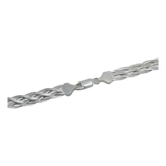 Colar Trançado 6 Fios 45 Cm , Prata 925