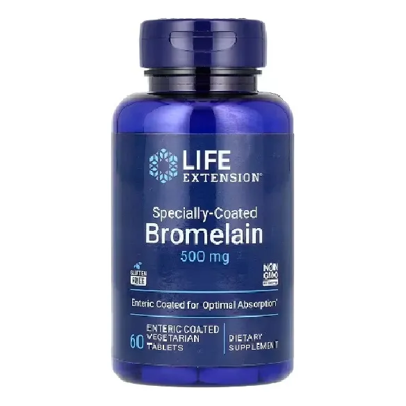Life Extension, Bromelaína 500 Mg 60 Capsulas Sabor Sin Sabor