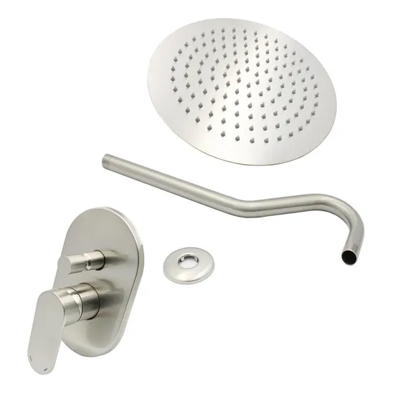 Regadera Redonda 25 Cm Monomando Desviador Satinada Curvo