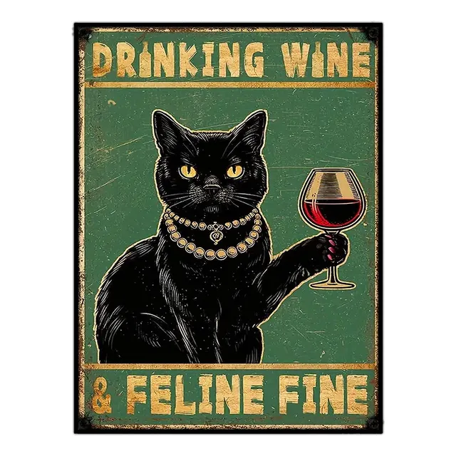 #1856 - Cuadro Vintage 30 X 40 Cm Gato Pet Shop Gata Vino