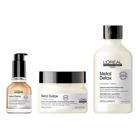Pack L'oreal Pro Metal Detox: Sh 300ml+ Masc 250ml +oil 50ml