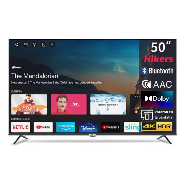 Pantalla Smart Tv Hikers 50 pulgadas Led 4k Uhd Con Dolby/aac Voz