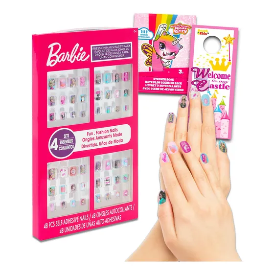 Set De Decoración De Uñas Barbie Con 48 Uñas A Presión Y Peg