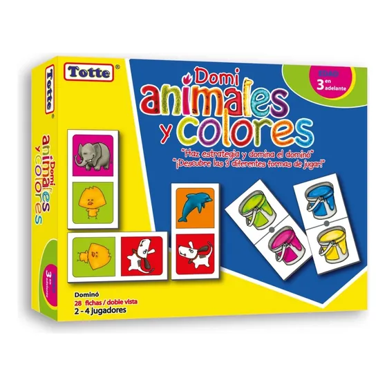 Dominó De Animales Y Colores Totte, 28 Fichas Doble Vista!