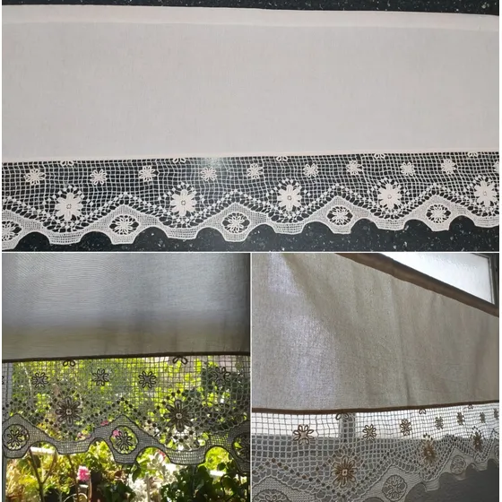 Visillo Horizontal Bando Con Puntilla