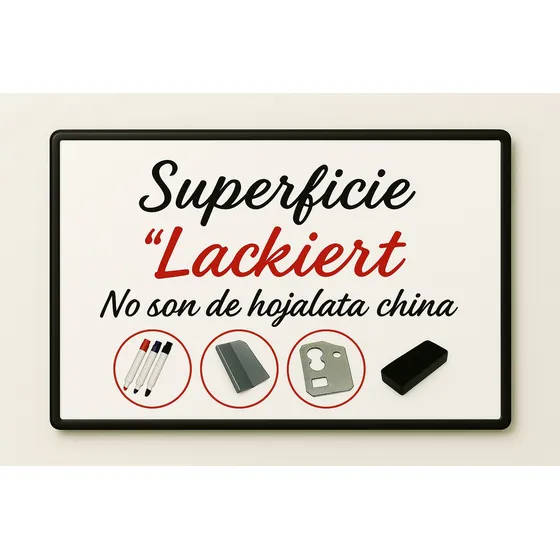 Pizarra Blanca 75x100cm Marco Plástico + Accesorios Gratis