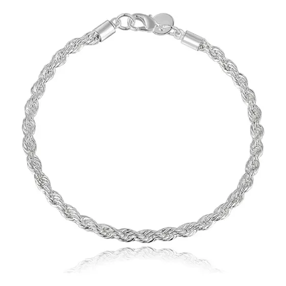 Pulsera Torbillon Plata 925 4mm 21cm Chapado En Plata Hombre