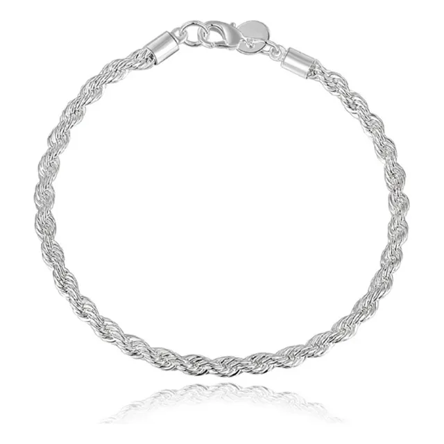 Pulsera Torbillon Plata 925 4mm 21cm Chapado En Plata Hombre