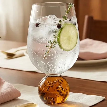 Kit 6 Taças De Vidro Esfera Bubble Sintonia Let's Eat It Dourado Vinho/água