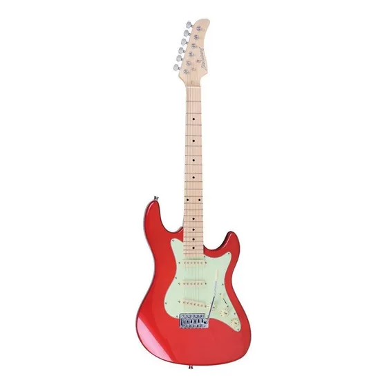 Guitarra elétrica Strinberg STS Series STS100 stratocaster de tília metallic wine red brilhante com diapasão de bordo
