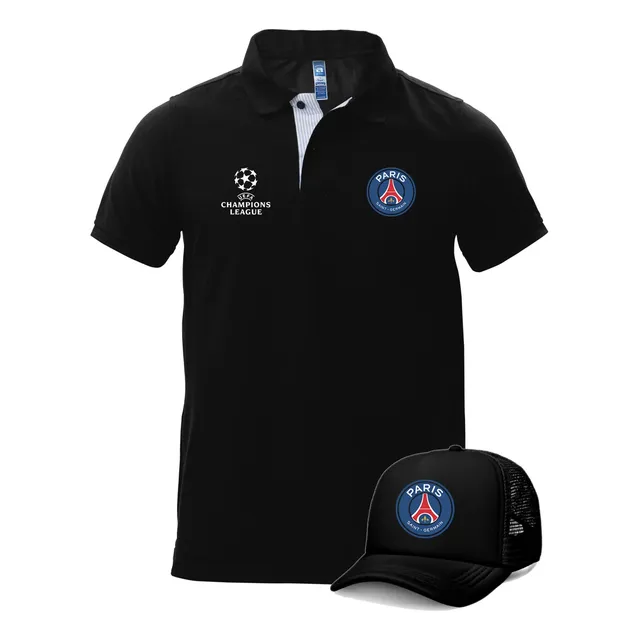 Camiseta Tipo Polo + Gorra Paris Psg Champions League