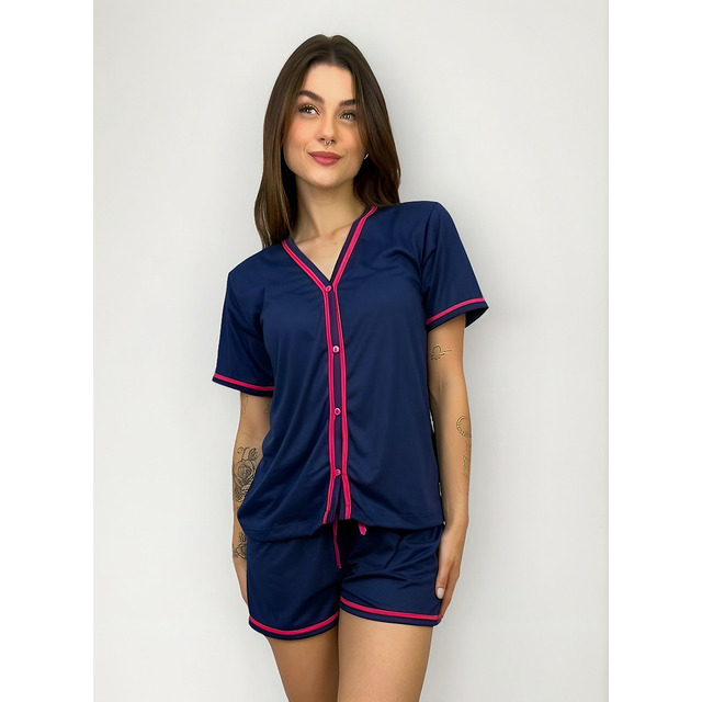 Pijama Feminino Curto Blogueira Botões Para Dormir Pijama Feminino Curto Blogueira Botões Para Dormir