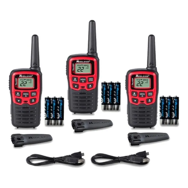 Radios 2 Vias Paqc/3 Midland T31x3vp Hasta 41km (26millas) Bandas De Frecuencia Uhf 462.5500 ~ 467.7125 Mhz Color Negro Con Rojo