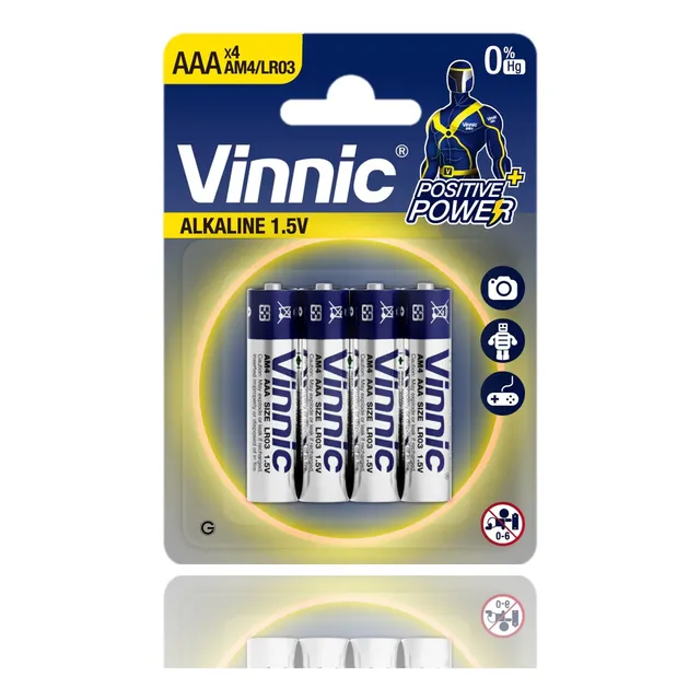 4 Pilas Aaa Triple A Vinnic Alcalina Blister 4 Unidades