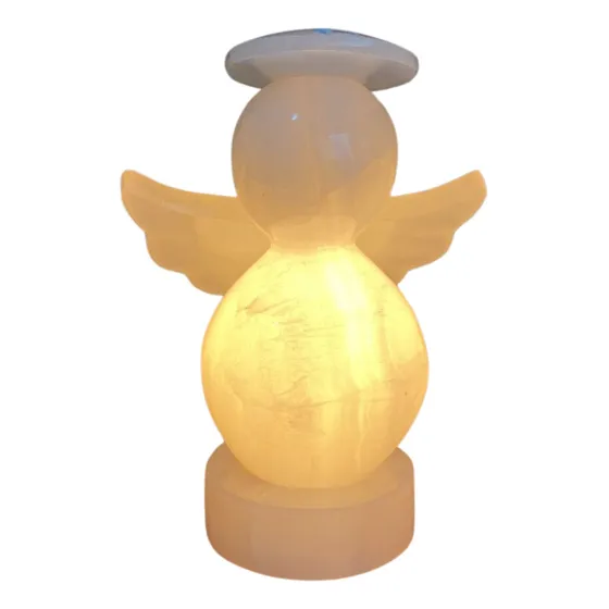 Lámpara De Ángel En Piedra Ónix Blanco,17 Cm