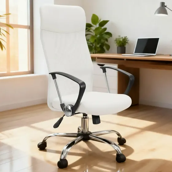 Silla de escritorio Oficina Sillon Ejecutiva Ergonomica giratoria Tela Mesh IMBACK Color Blanco