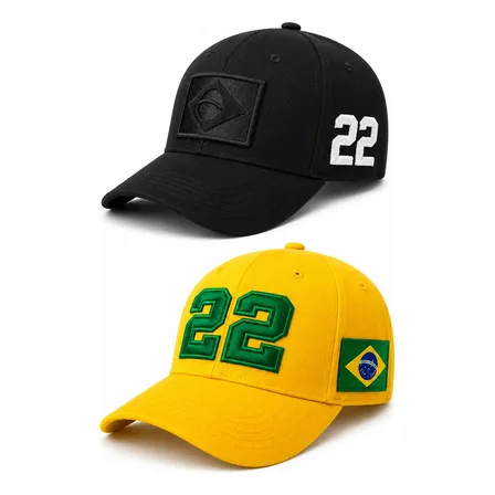 Kit 2 Boné Flavio Bolsonaro Presidente Preto E Amarelo Amarelo Un