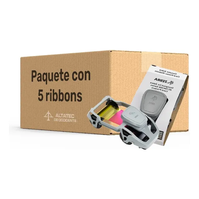 Cinta Ribbon Para Impresora Zebra Zc300 Y Zc100 Pack Con 5