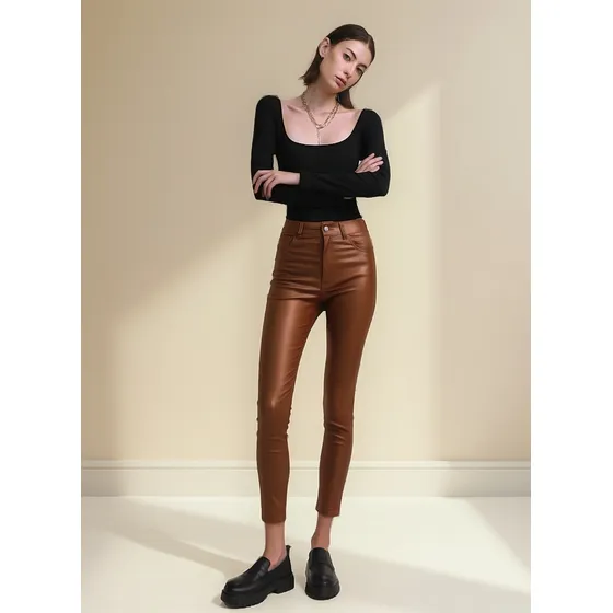 Pantalón Engomado Infoestilos Mujer Tiro Alto Skinny (2)