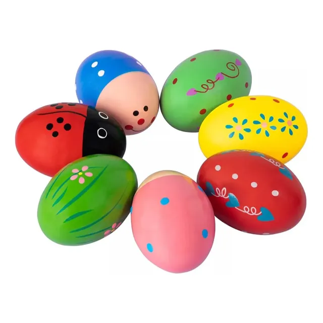 Maraca En Forma De Huevo Instrumento Musical Madera Colores