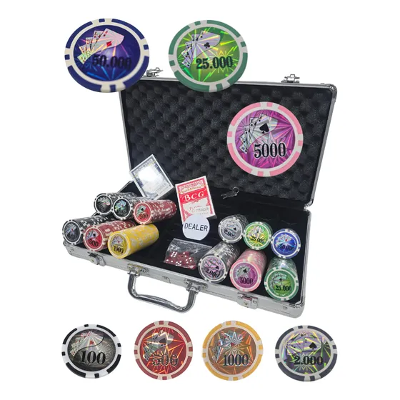 Juego Poker 300 Fichas 11gr $ Numeradas Malet Alum. C/cartas