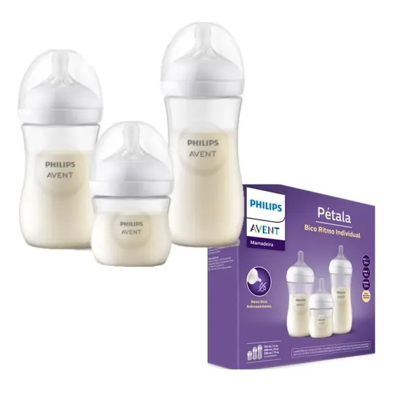 Philips Avent Pétala, kit com 3 mamadeiras