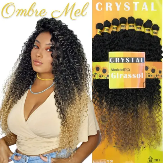 Cabelo Orgânico Cacheado Brazuca 65 Cm 260 Gr 8 Telas+brinde