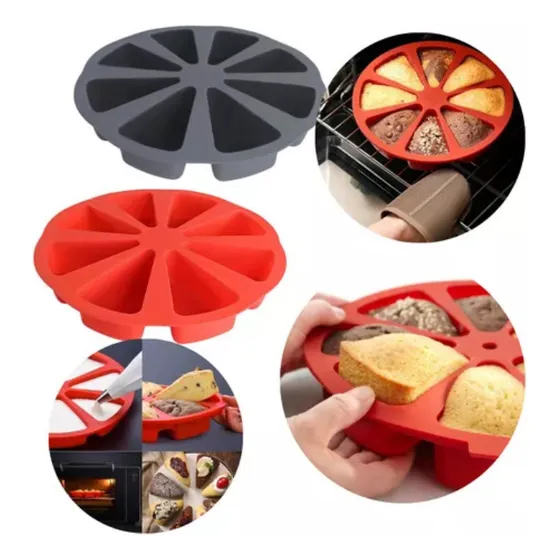 Forma Silicone 8 Espaços Formato Fatia Bolos Doces Salgados