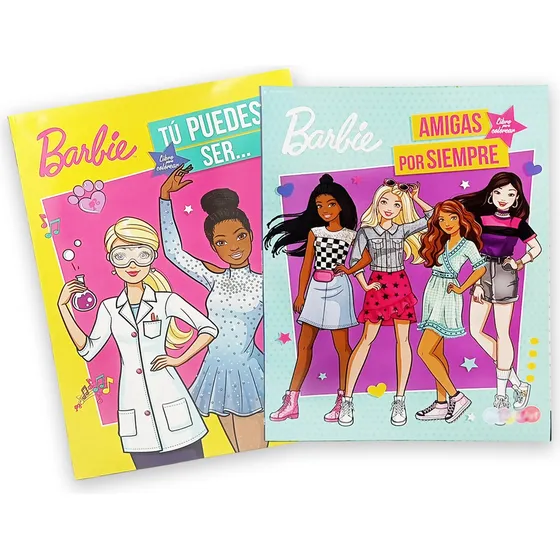 Set 2 Libros Para Colorear Barbie Tú Puedes Ser..., Amigas 