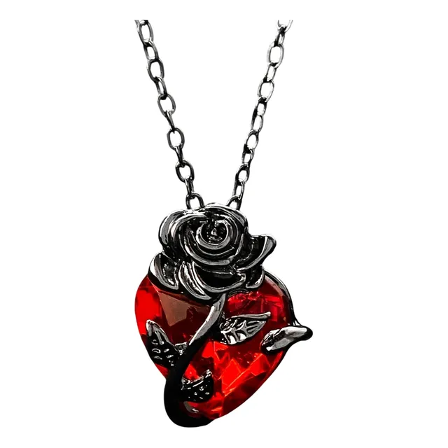 Collar Corazon Flor  Gotica , Con Caja De Regalo