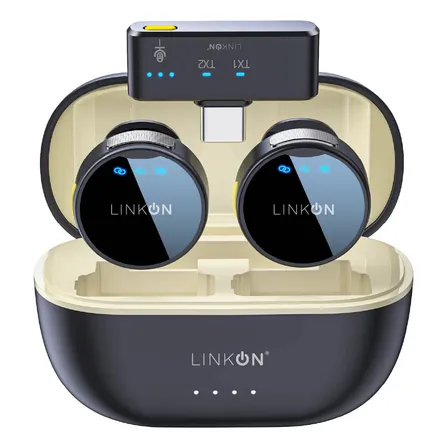 Microfono Inalambrico Tipo Solapa Lavalier Linkon Profesional Para iPhone Android Pc Set 2 + Estuche