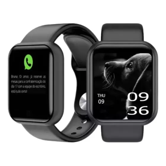 Smartwatch D-20 Altura:4 Cm Largura:16 Cm Comprimento :18 Cm Cor da caixa Preto Cor da pulseira Preto Desenho da pulseira Lisa