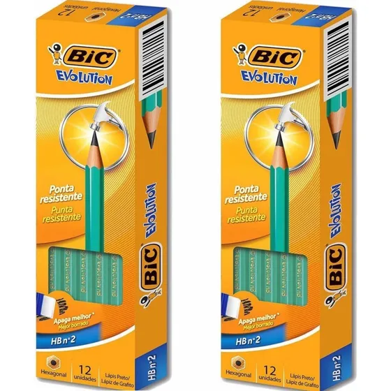 Lápis De Escrever Escolar Bic Evolution 2 Caixas 24 Unidades