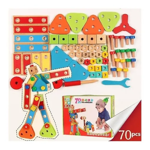 Juego De Tuercas De Montaje Multifuncional Montessori 70 Pcs