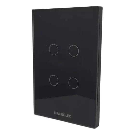 Tecla Smart Wifi Touch Inteligente 4 Canales Negro Macroled Corriente nominal 7 A