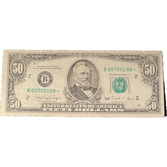 Billete De Estados Unidos De Reposición 50 Dólares 1990 B