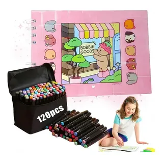 Hb Kit Canetas Touch 120 Cores E Livros De Colorir Hb Kit Canetas Touch 120 Cores E Livros De Colorir