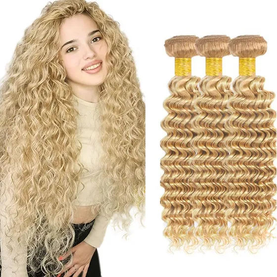 Cabello Humano Brasileño P27 613 Onda Profunda Mechon Virgen