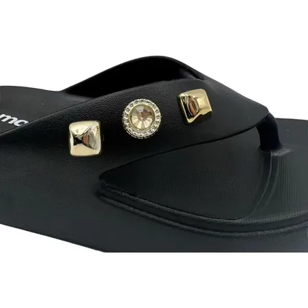 Chinelo Moleca Feminina Flatform Eva Brilho Preto Liso 39 Br