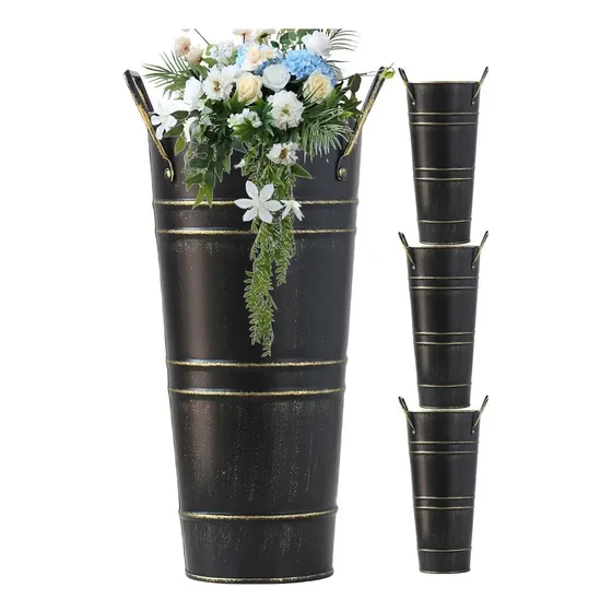 Jarrón De Metal Galvanizado, Cubo De Flores, Cubos Altos